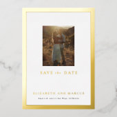 金ゴールド縁どギャラリーフレーム日付の保存 箔招待状 (正面)