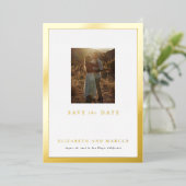 金ゴールド縁どギャラリーフレーム日付の保存 箔招待状 (立ち正面)