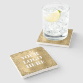 金ゴールド縁どグリッターとフォイルロゴ ストーンコースター (横)