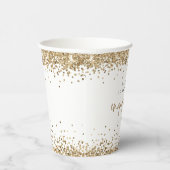 金ゴールド縁どグリッター名婚約パーティ紙C 紙コップ (右)