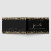 金ゴールド縁どグリッター40th誕生日パーティーブラック ゲストブック (全面)