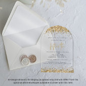 金ゴールド縁どグリッター50歳の誕生日パーティー アクリル招待状