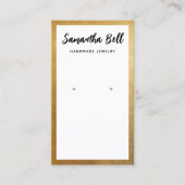 金ゴールド縁どスクリプトのホワイトイヤリングジュエリー 名刺 (正面)