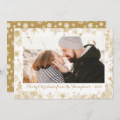 金ゴールド縁どスノーフレーク写真クリスマスカード シーズンカード (正面/裏面)