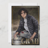 金ゴールド縁どデュオ卒業写真発表会 招待状 (正面)