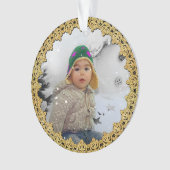 金ゴールド縁どパーソナライズされたの飾り オーナメント (正面)