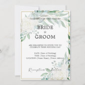 金ゴールド縁どフローラグリーナリー結婚式招待状 招待状 (正面)