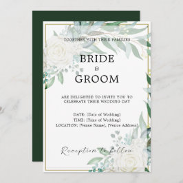 金ゴールド縁どフローラグリーナリー結婚式招待状 招待状