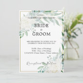 金ゴールド縁どフローラグリーナリー結婚式招待状 招待状 (スタンド正面)