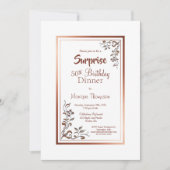 金ゴールド縁どフローラサプライズ50th誕生日ディナー 招待状 (正面)