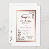 金ゴールド縁どフローラサプライズ60th誕生日ディナー 招待状 (正面/裏面)