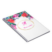 金ゴールド縁どフローラフォレパーソナライズされたストイニシャル ノートブック (右側)