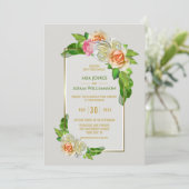 金ゴールド縁どフローラ結婚の 招待状 (スタンド正面)