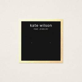 金ゴールド縁どブラック型スタッドイヤリングスクエアディスプレイカード