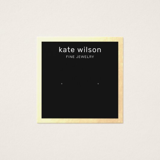 金ゴールド縁どブラック型スタッドイヤリングスクエアディスプレイカード (正面)