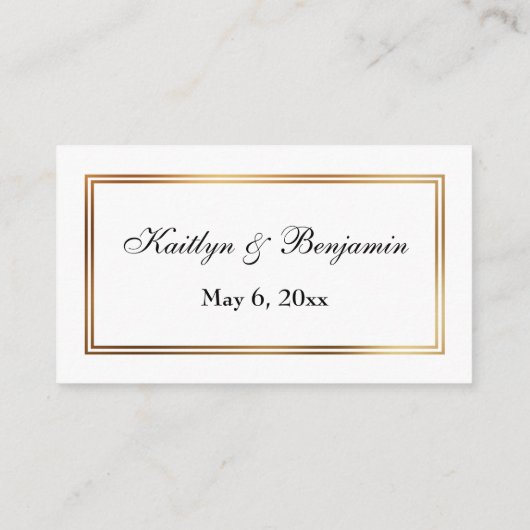 金ゴールド縁どホワ結婚イトの詳細挿入カード エンクロージャーカード (裏面)