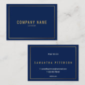 金ゴールド縁ど効果、青い背景プロフェッショナル 名刺 (正面/裏面)