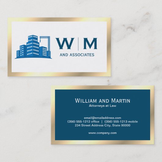 金ゴールド縁ど建築 名刺 (正面/裏面)