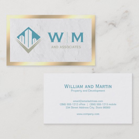 金ゴールド縁ど特性モノグラム 名刺 (正面/裏面)