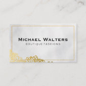 金ゴールド縁ど白テクスチャの背景 名刺 (正面)