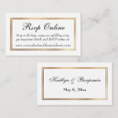 金ゴールド縁ど白RSVPオンライン挿入カード エンクロージャーカード (正面/裏面)