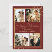 金ゴールド縁ど紙吹雪赤いコラージュのクリスマス シーズンカード (正面)