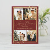 金ゴールド縁ど紙吹雪赤いコラージュのクリスマス シーズンカード (スタンド正面)