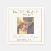 金ゴールド縁ど結婚会の写真 スタンダードカクテルナプキン (正面)