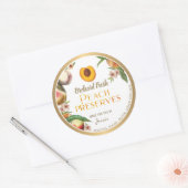 金ゴールド縁ど自家製ピーチジャムジェリーラベル ラウンドシール (封筒)