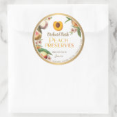 金ゴールド縁ど自家製ピーチジャムジェリーラベル ラウンドシール (バッグ)