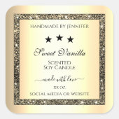 金ゴールド縁ど製品のパッケージラベル付き スクエアシール (正面)