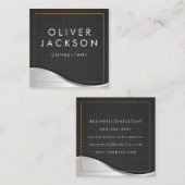 金ゴールド縁ど金属炭素繊維 スクエア名刺 (正面/裏面)