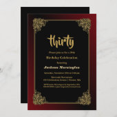 金ゴールド縁ど30歳の誕生日パーティー 招待状 (正面/裏面)