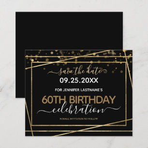 金ゴールド縁ど60番目の誕生日日付の予算の保存