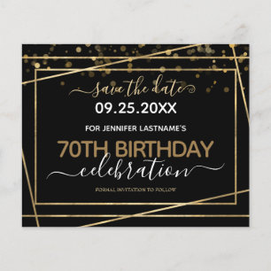 金ゴールド縁ど70番目の誕生日日付の予算の保存