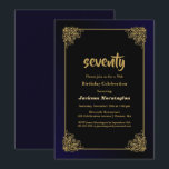 金ゴールド縁ど70th Birthday Party 招待状<br><div class="desc">ブラックと金ゴールド70歳の誕生日パーティーの招待状。</div>