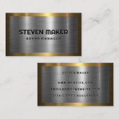 金ゴールド縁ど |シルバー金属の背景 名刺 (正面/裏面)