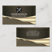 金ゴールド縁ど |メタリック背景 |ハードウェアツール 名刺 (正面/裏面)