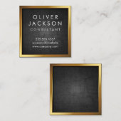 金ゴールド縁ど |黒いテクスチャ スクエア名刺 (正面/裏面)