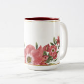 金ゴールド縁フローラ ツートーンマグカップ (正面右)