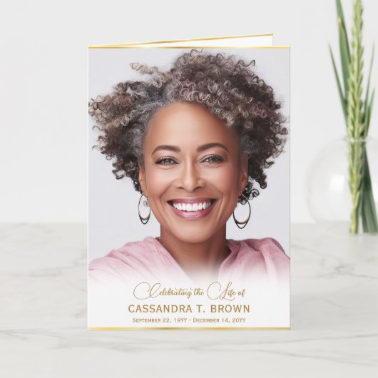 金ゴールド縁写真葬儀順番を折り畳んだ プログラム (正面)