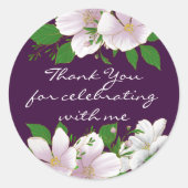 金ゴールド縁取りフローラ紫 ラウンドシール (正面)