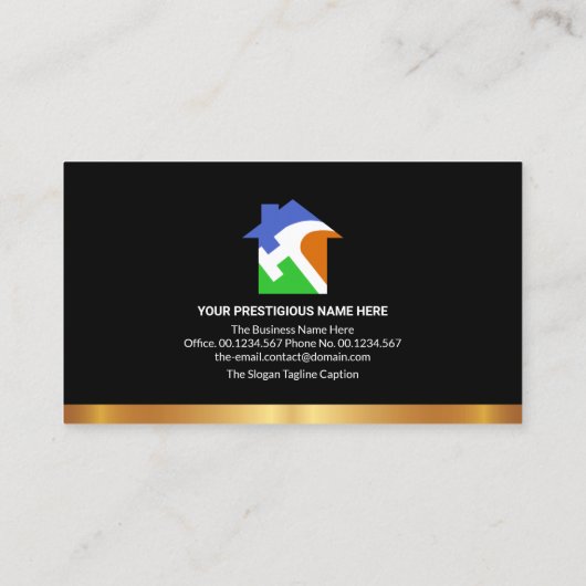 金ゴールド縦型建築手話ツールストライプ 名刺 (裏面)