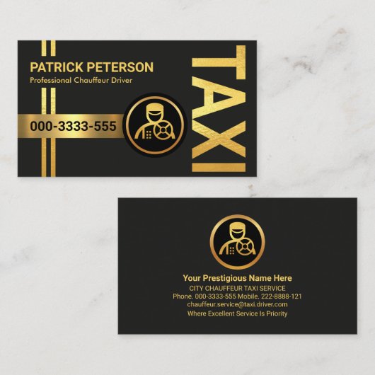 金ゴールド縦型誘導案内線 名刺 (正面/裏面)