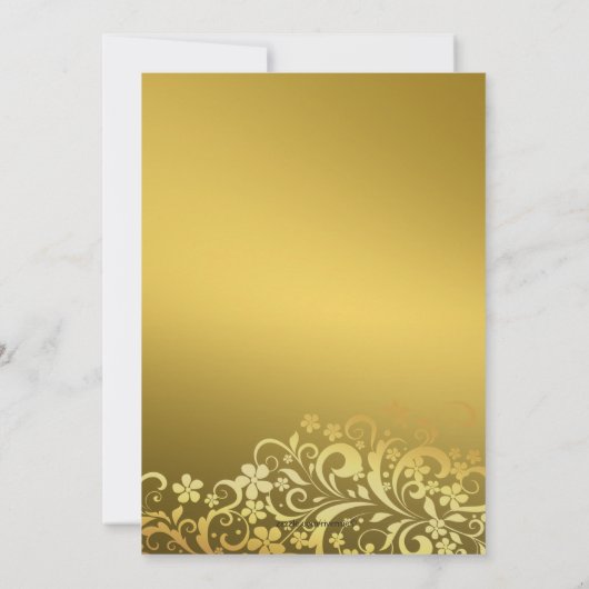 金ゴールド繁栄フローラモダン結婚式招待状 招待状 (裏面)