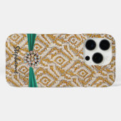 金ゴールド織布、リボン付きラインストーン Case-Mate iPhoneケース (裏面 (横))