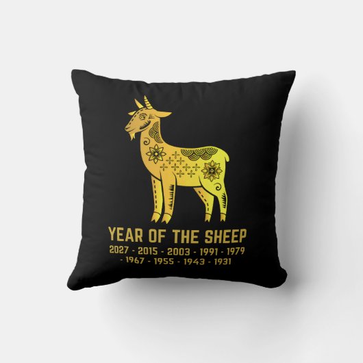 金ゴールド羊のグラデーションの年〔占星術の〕十二宮図黒 クッション (裏面)