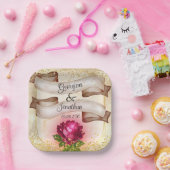 金ゴールド美しいとビーストフェアリー結婚テル ペーパープレート (パーティー)