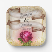 金ゴールド美しいとビーストフェアリー結婚テル ペーパープレート (正面)