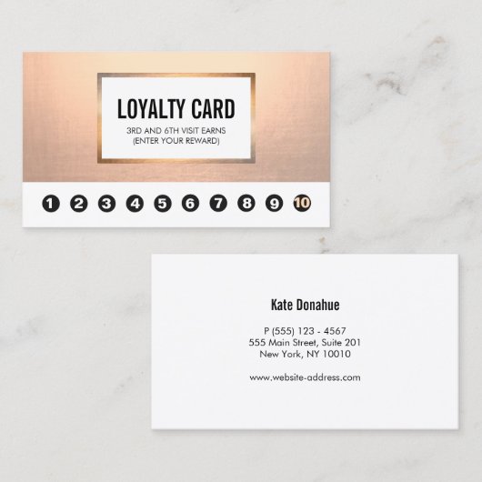 金ゴールド美しいサロン10パンチカスタマーロイヤリティカード ロイヤリティカード (正面/裏面)